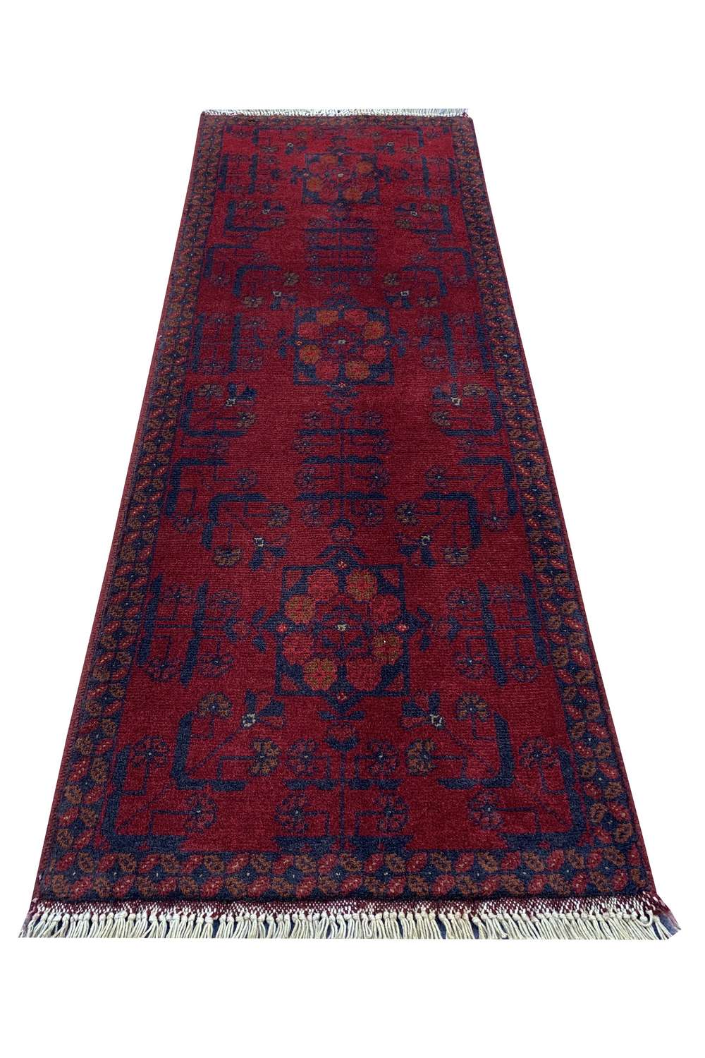 Fine Quality Hand Knotted Afghan Khal Muhammadi Wool Area Rug 4.9 x 1.8 Ft