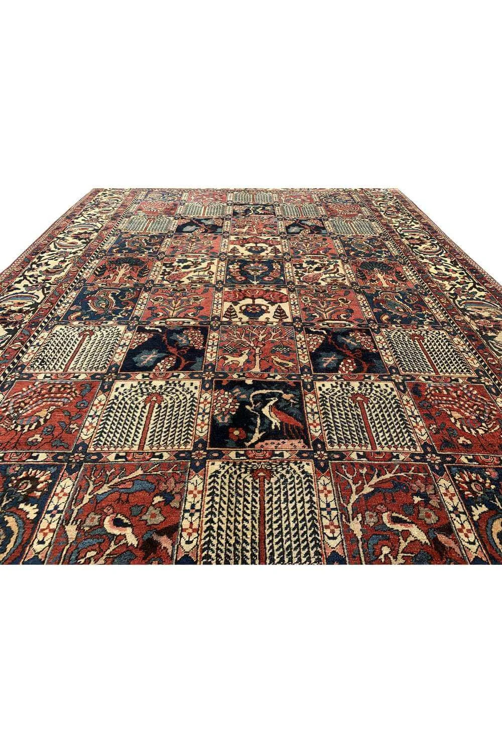 Amazing Hand Knotted Vintage Baghtiyaar Hunting Pictorial Wool Area Rug 10.6 x 7.1 Ft