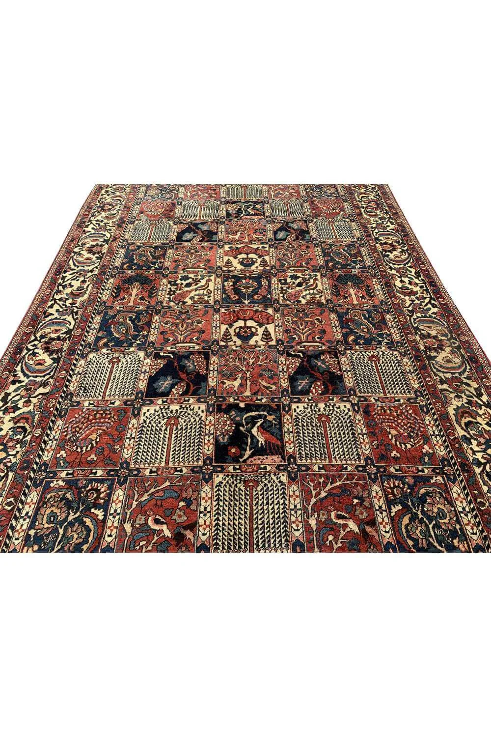 Amazing Hand Knotted Vintage Baghtiyaar Hunting Pictorial Wool Area Rug 10.6 x 7.1 Ft