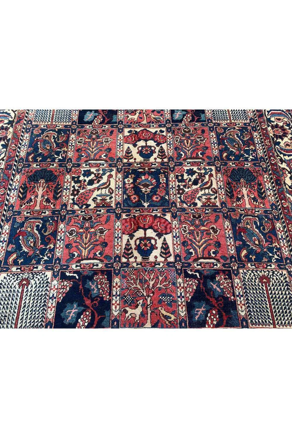 Amazing Hand Knotted Vintage Baghtiyaar Hunting Pictorial Wool Area Rug 10.6 x 7.1 Ft
