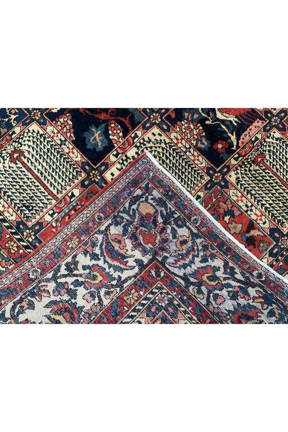 Amazing Hand Knotted Vintage Baghtiyaar Hunting Pictorial Wool Area Rug 10.6 x 7.1 Ft