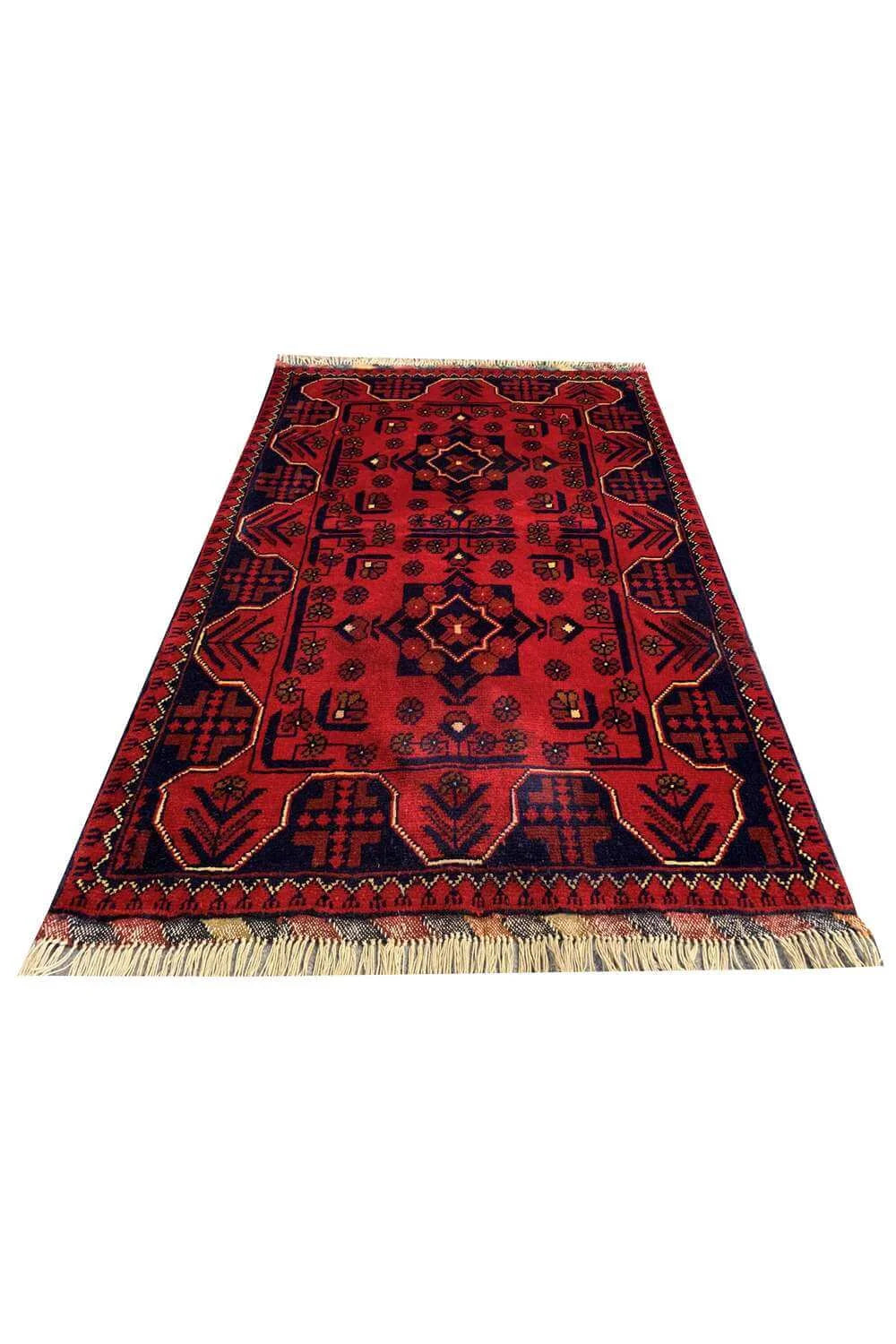 Fine Quality Hand Knotted Afghan Khal Muhammadi Wool Area Rug 3.10 x 2.7 Ft