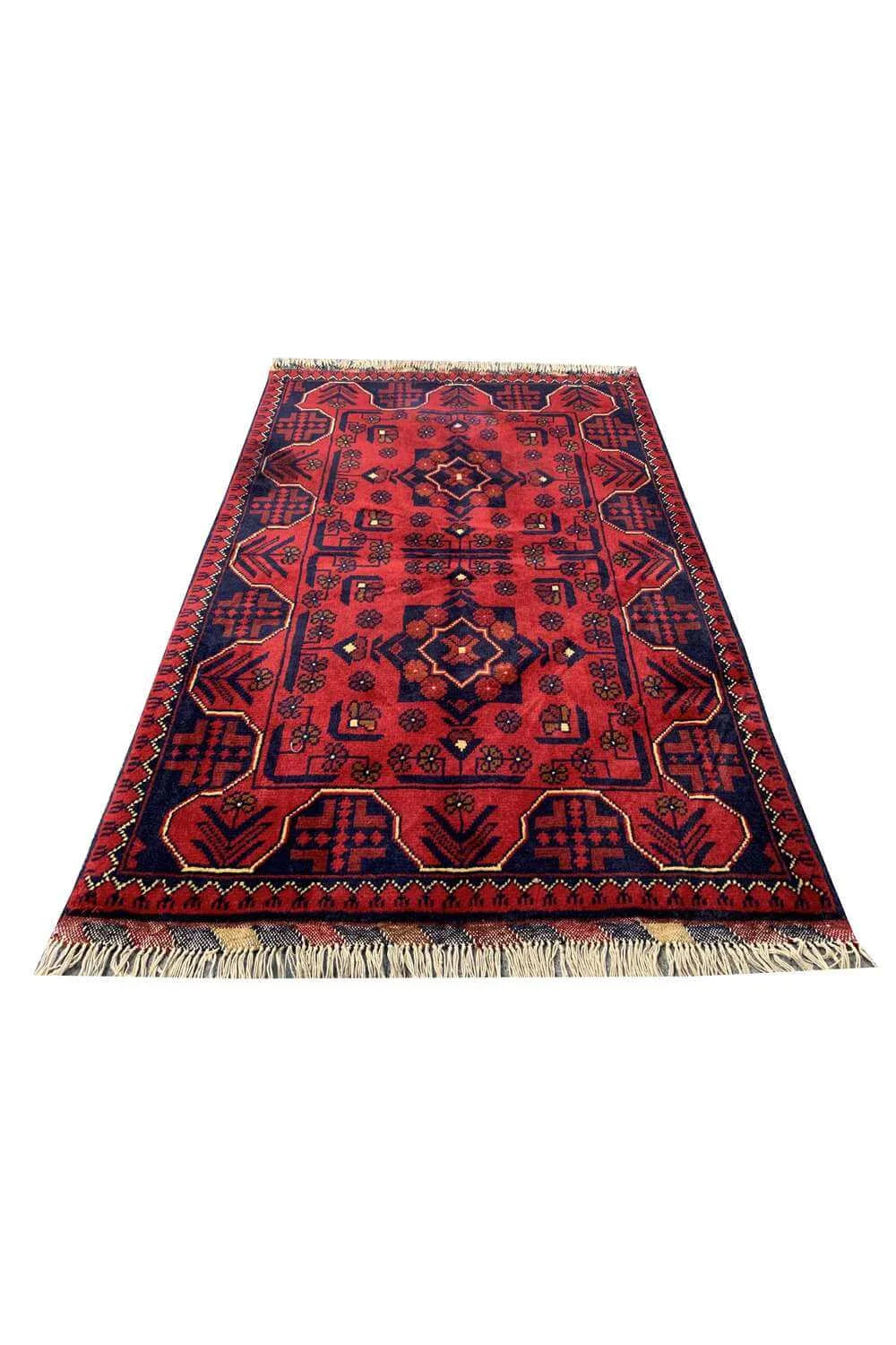 Fine Quality Hand Knotted Afghan Khal Muhammadi Wool Area Rug 3.10 x 2.7 Ft