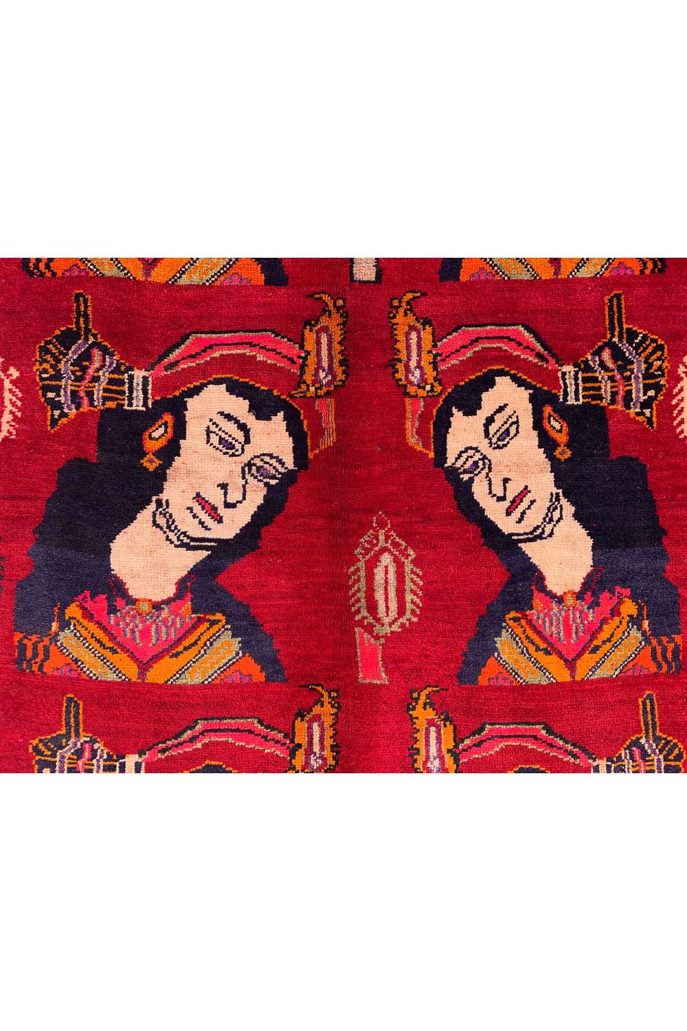 Amazing Hand Knotted Vintage Persian Sheraz Pictorial Wool Area Rug 8.10 x 5.3 Ft