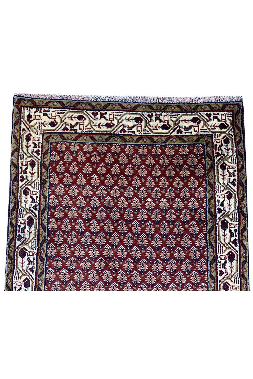 Hand Knotted Vintage Sultanabad Badam Gul Mir Wool Area Rug 4.4 x 2.3 Ft