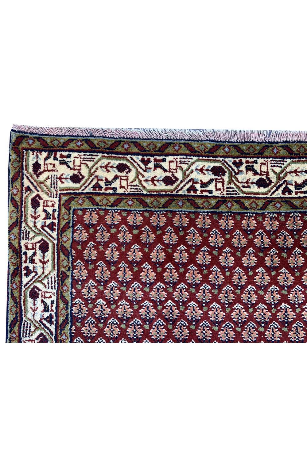 Hand Knotted Vintage Sultanabad Badam Gul Mir Wool Area Rug 4.4 x 2.3 Ft