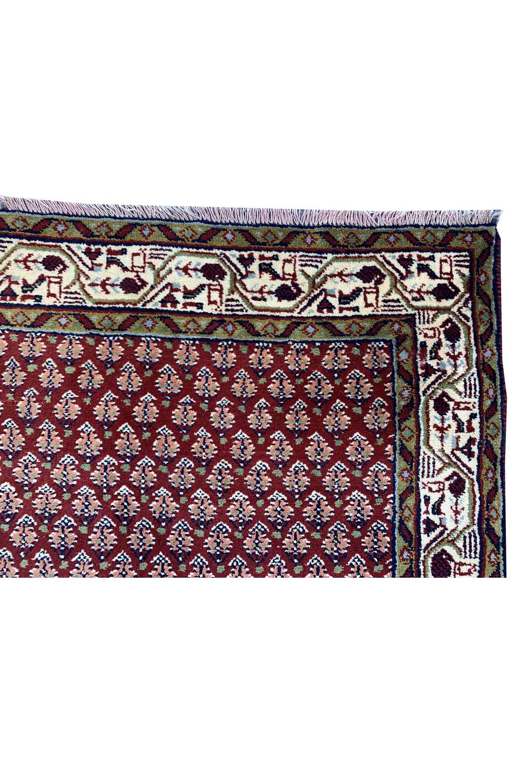 Hand Knotted Vintage Sultanabad Badam Gul Mir Wool Area Rug 4.4 x 2.3 Ft