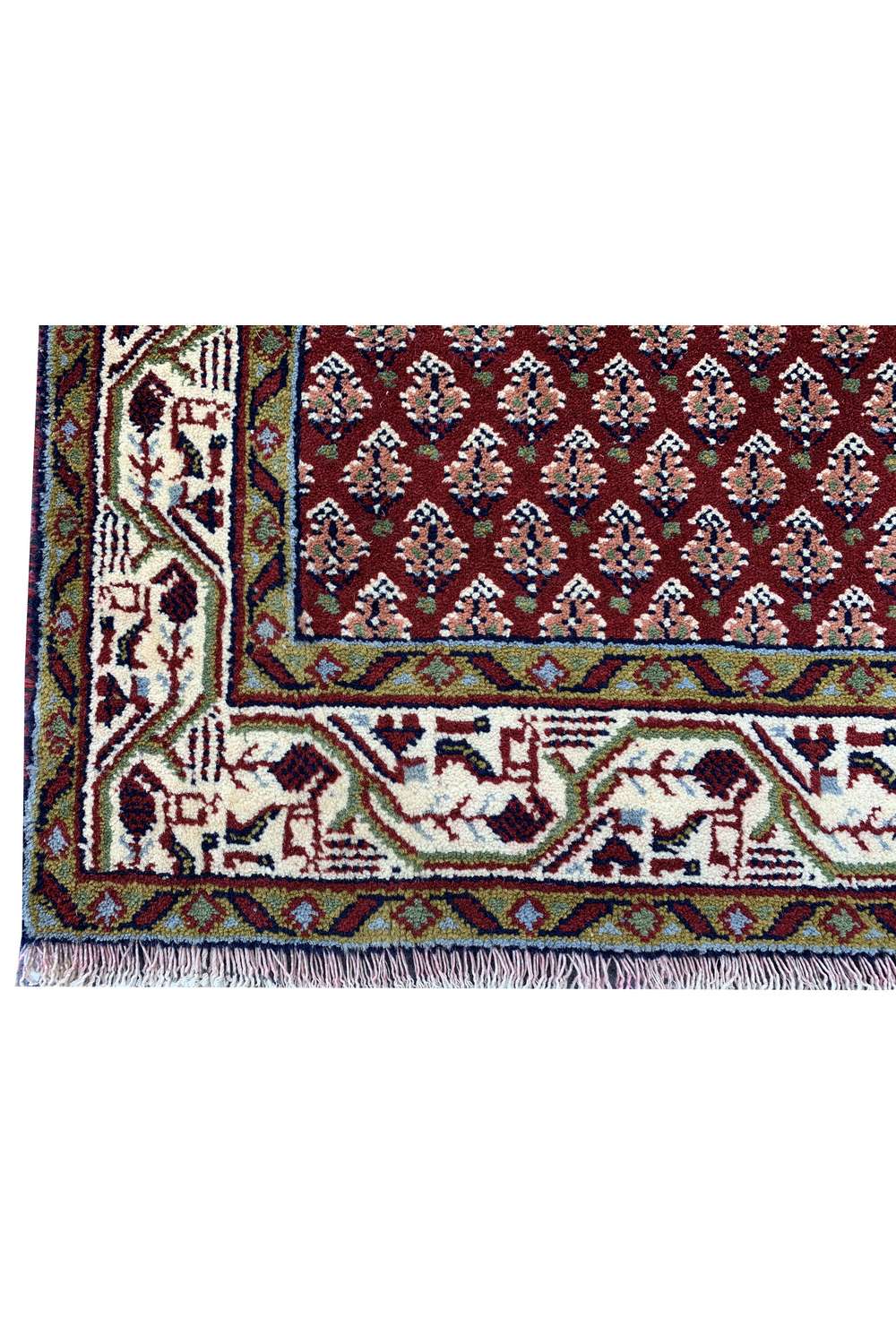 Hand Knotted Vintage Sultanabad Badam Gul Mir Wool Area Rug 4.4 x 2.3 Ft