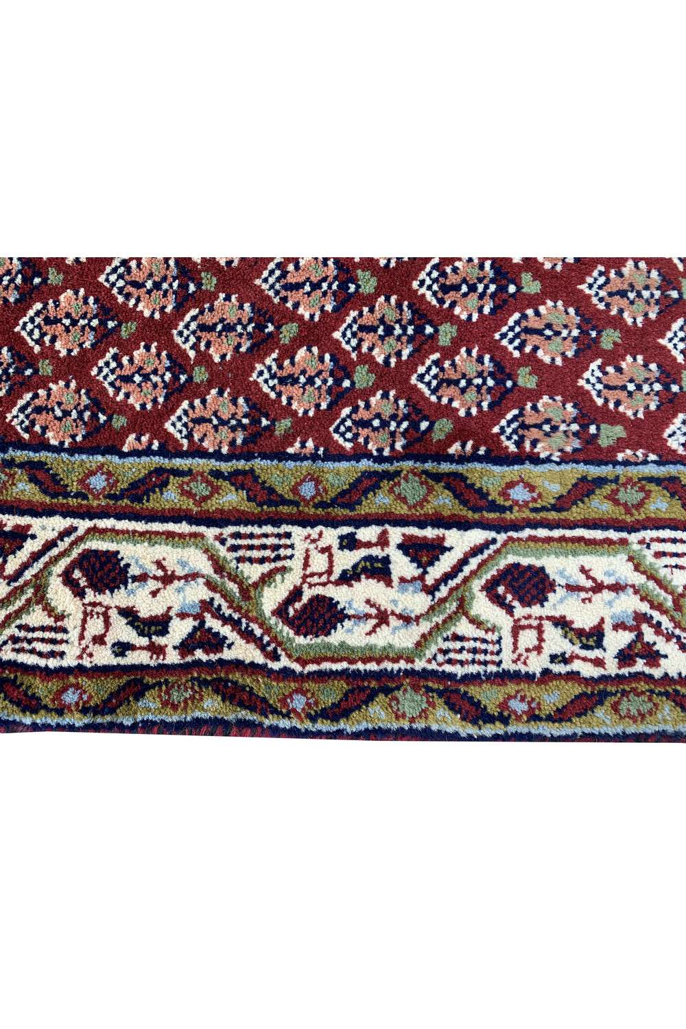 Hand Knotted Vintage Sultanabad Badam Gul Mir Wool Area Rug 4.4 x 2.3 Ft