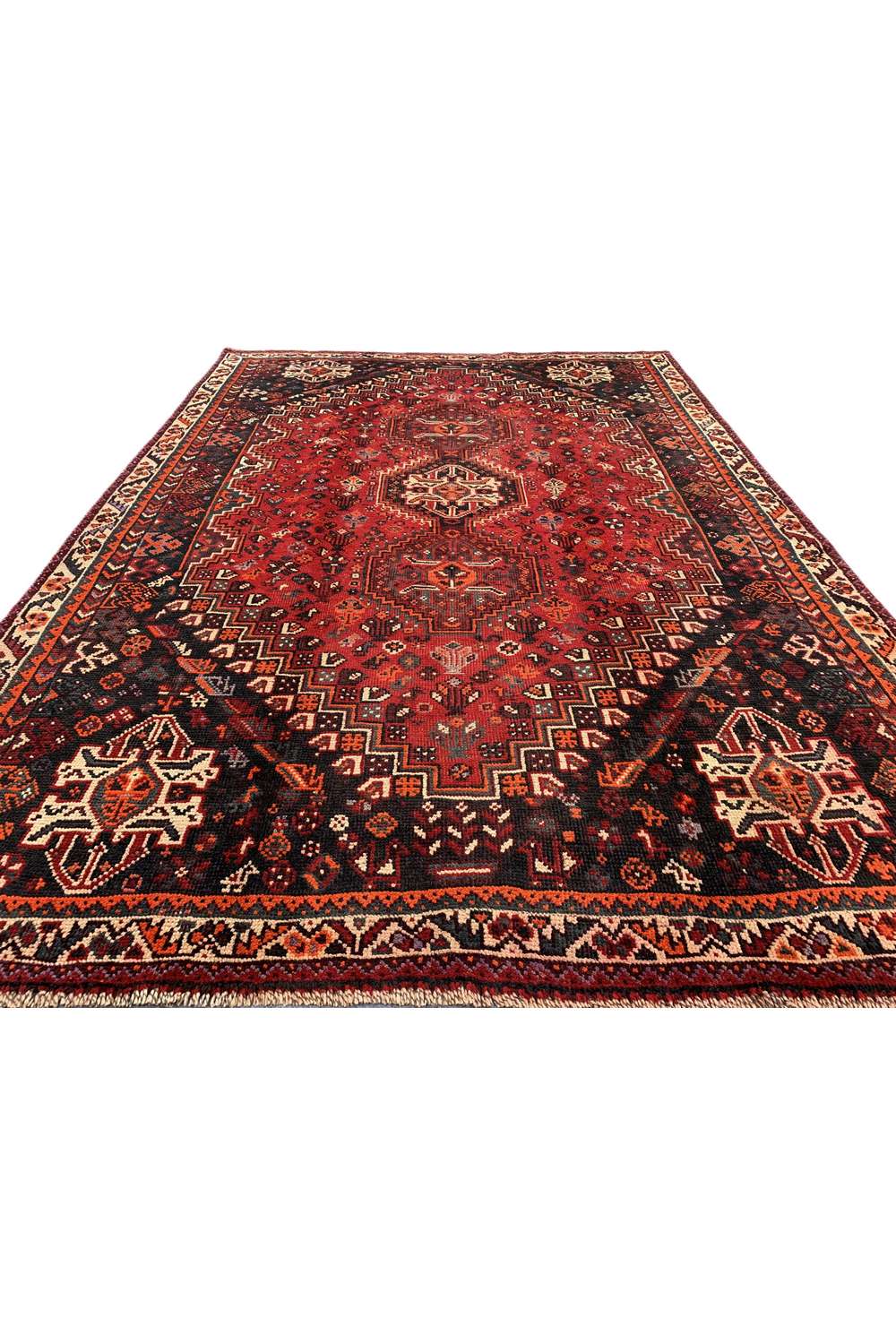 Amazing Hand Knotted Vintage Shrz Wool Area Rug 9.10 x 6.9 Ft