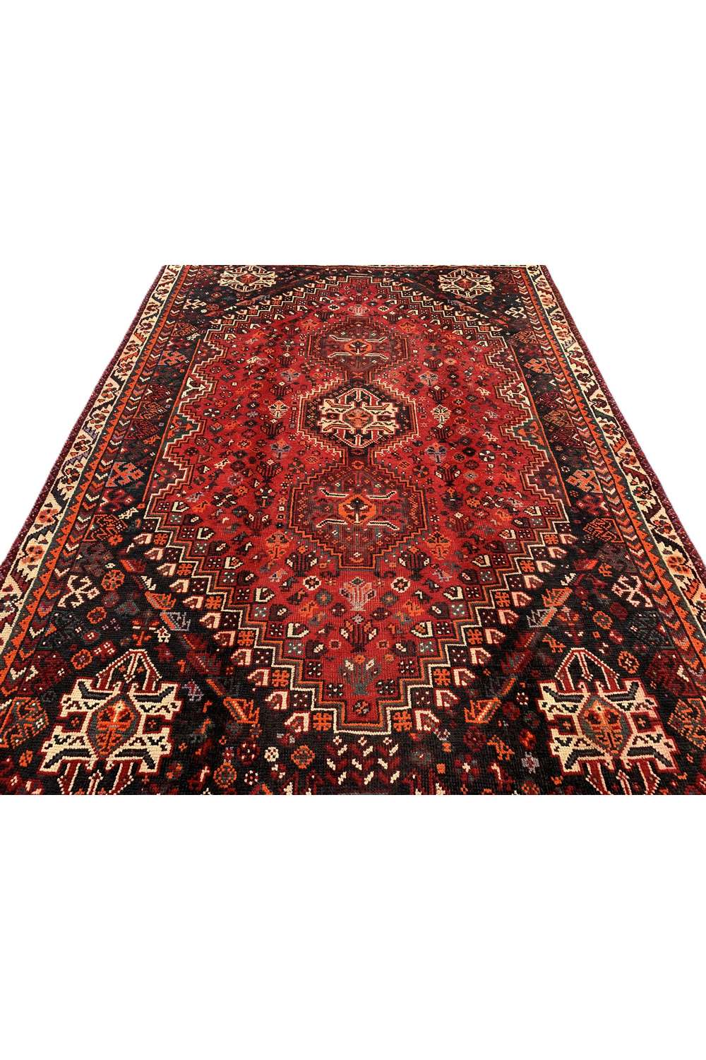 Amazing Hand Knotted Vintage Shrz Wool Area Rug 9.10 x 6.9 Ft