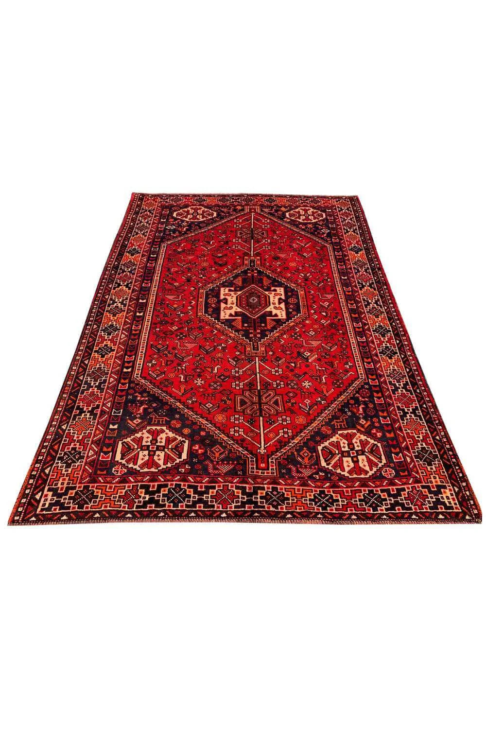 Authentic Hand Knotted Vintage Shrz Pictorial Wool Area Rug 7.9 x 5.5 Ft