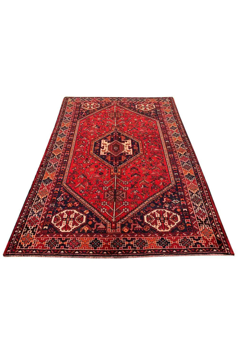 Authentic Hand Knotted Vintage Shrz Pictorial Wool Area Rug 7.9 x 5.5 Ft