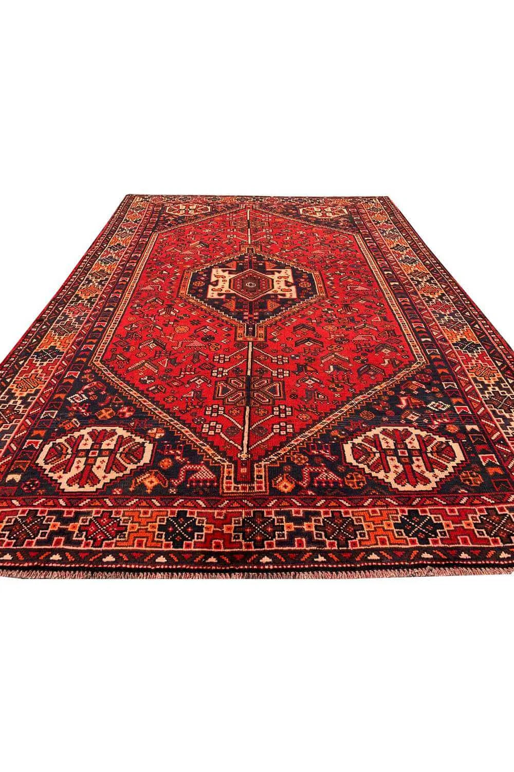 Authentic Hand Knotted Vintage Shrz Pictorial Wool Area Rug 7.9 x 5.5 Ft