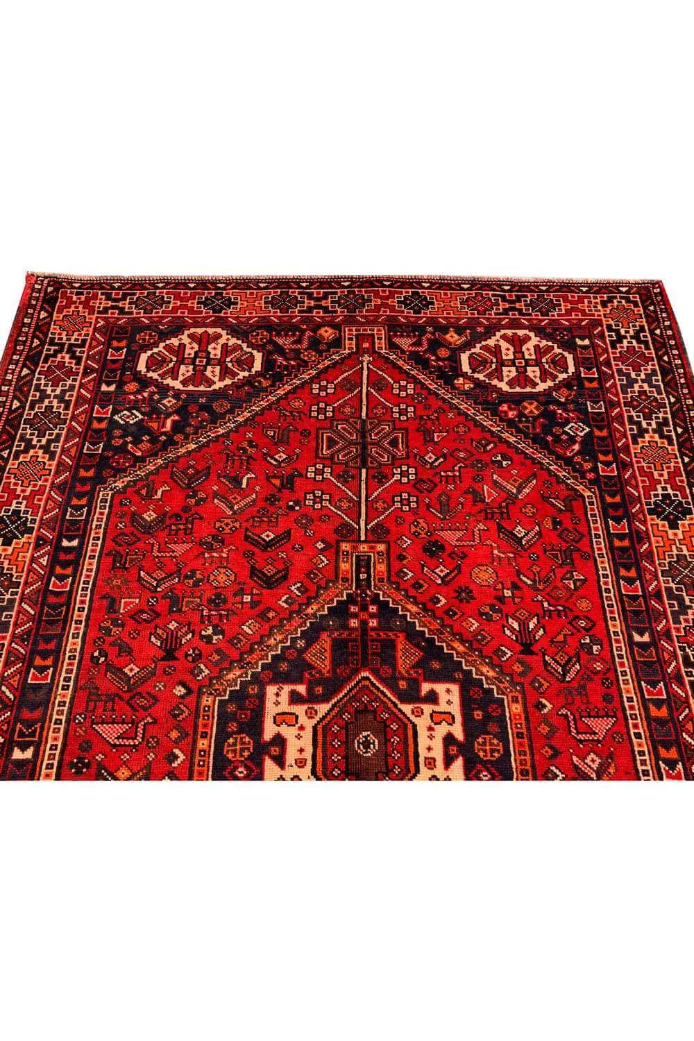 Authentic Hand Knotted Vintage Shrz Pictorial Wool Area Rug 7.9 x 5.5 Ft