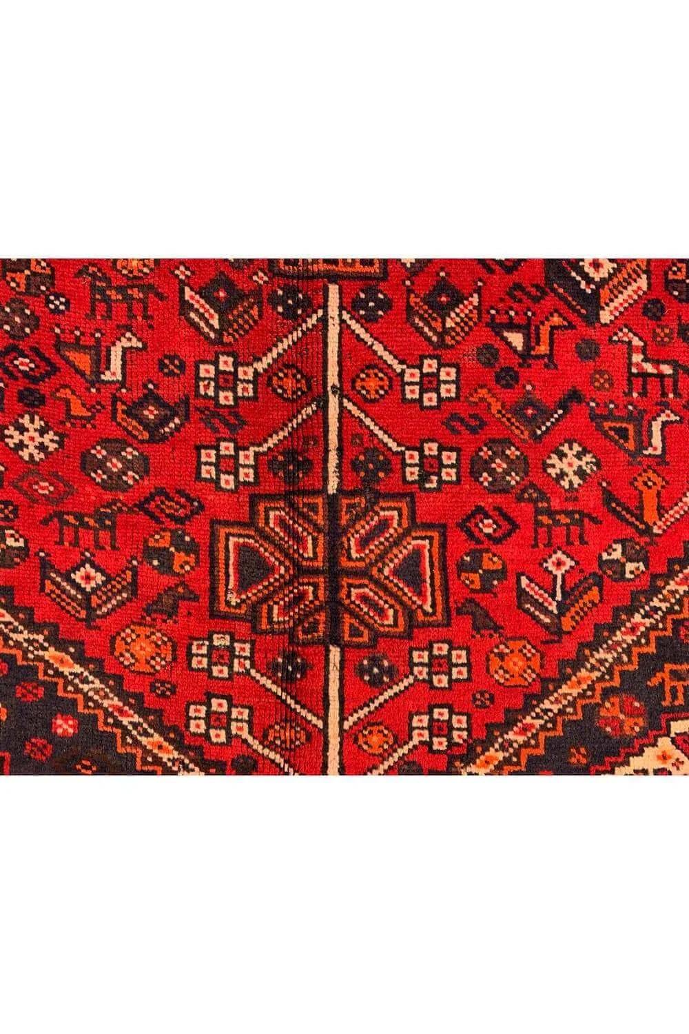 Authentic Hand Knotted Vintage Shrz Pictorial Wool Area Rug 7.9 x 5.5 Ft