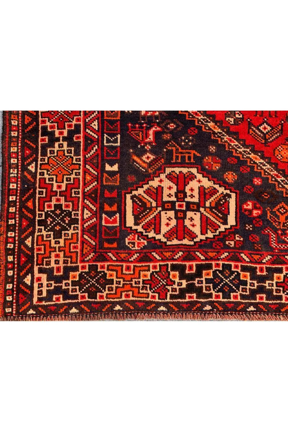 Authentic Hand Knotted Vintage Shrz Pictorial Wool Area Rug 7.9 x 5.5 Ft