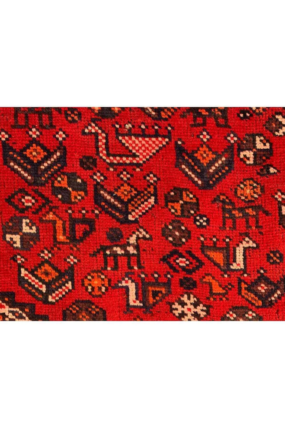 Authentic Hand Knotted Vintage Shrz Pictorial Wool Area Rug 7.9 x 5.5 Ft