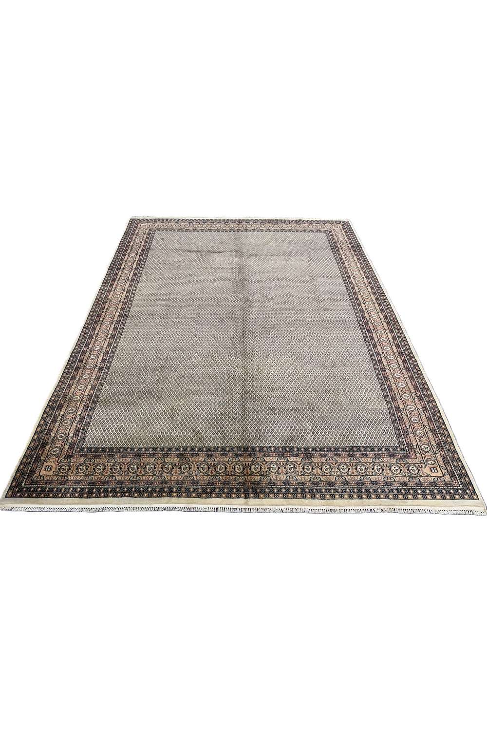 Amazing Hand Knotted Vintage Badam Gul Wool Area Rug 12.8 x 9.6 Ft
