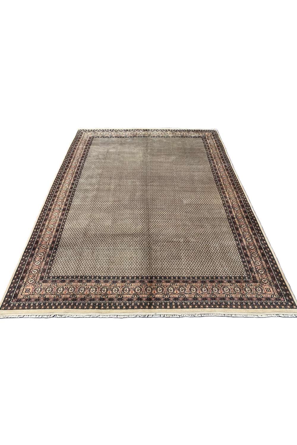 Amazing Hand Knotted Vintage Badam Gul Wool Area Rug 12.8 x 9.6 Ft