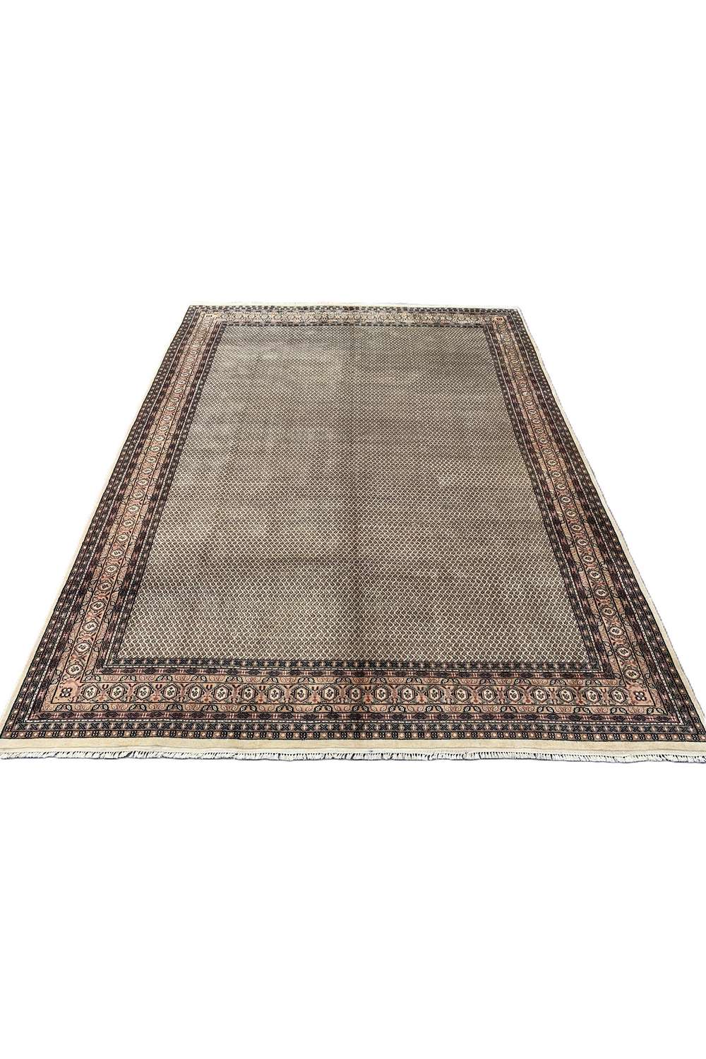 Amazing Hand Knotted Vintage Badam Gul Wool Area Rug 12.8 x 9.6 Ft