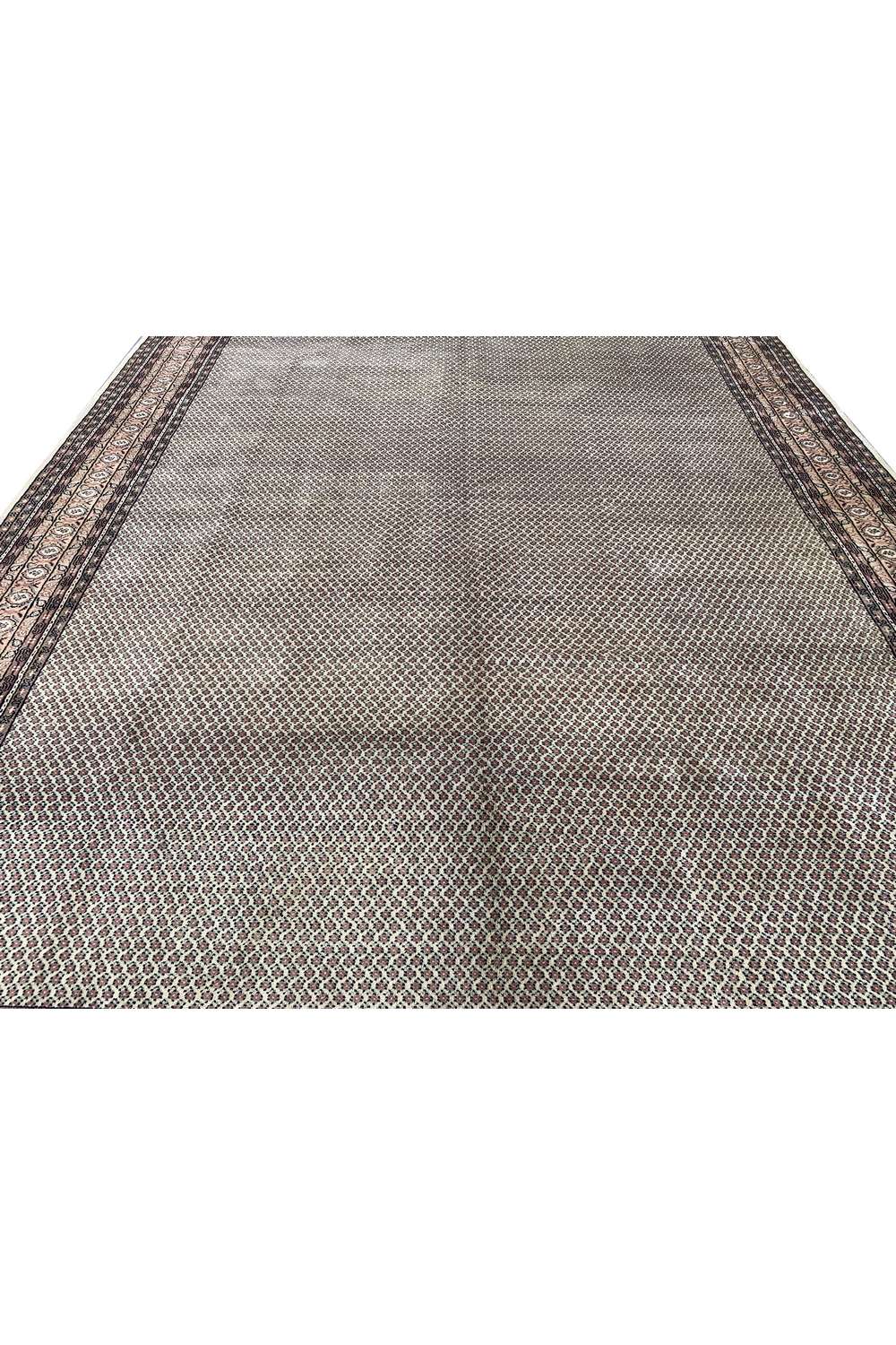 Amazing Hand Knotted Vintage Badam Gul Wool Area Rug 12.8 x 9.6 Ft