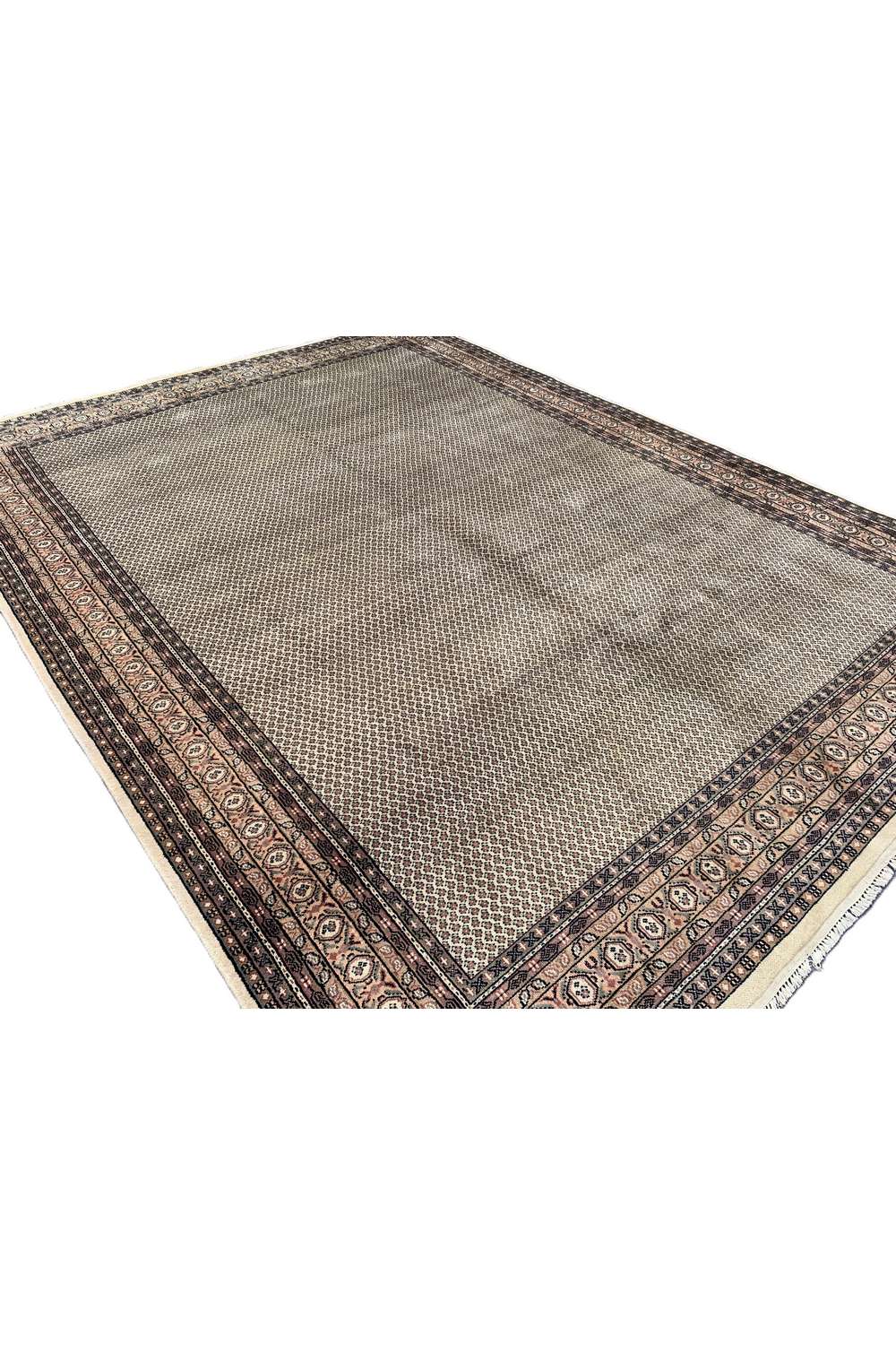Amazing Hand Knotted Vintage Badam Gul Wool Area Rug 12.8 x 9.6 Ft