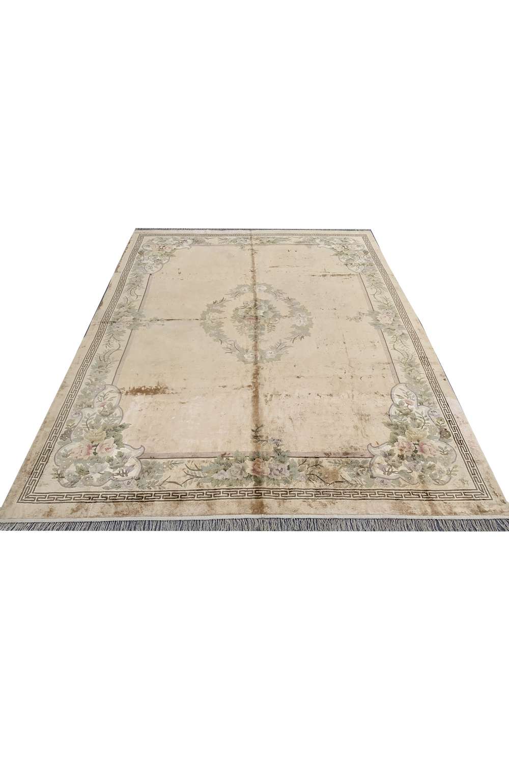 Amazing Hand Knotted Vintage Sino Tibet Wool Area Rug 12.8 x 9.11 Ft