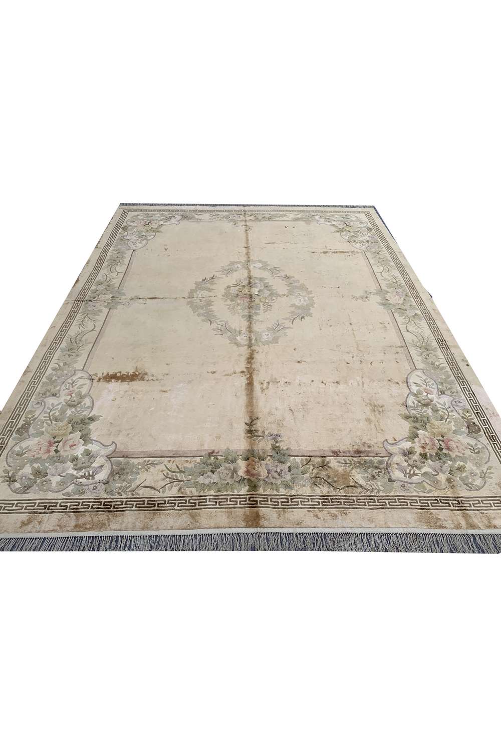 Amazing Hand Knotted Vintage Sino Tibet Wool Area Rug 12.8 x 9.11 Ft