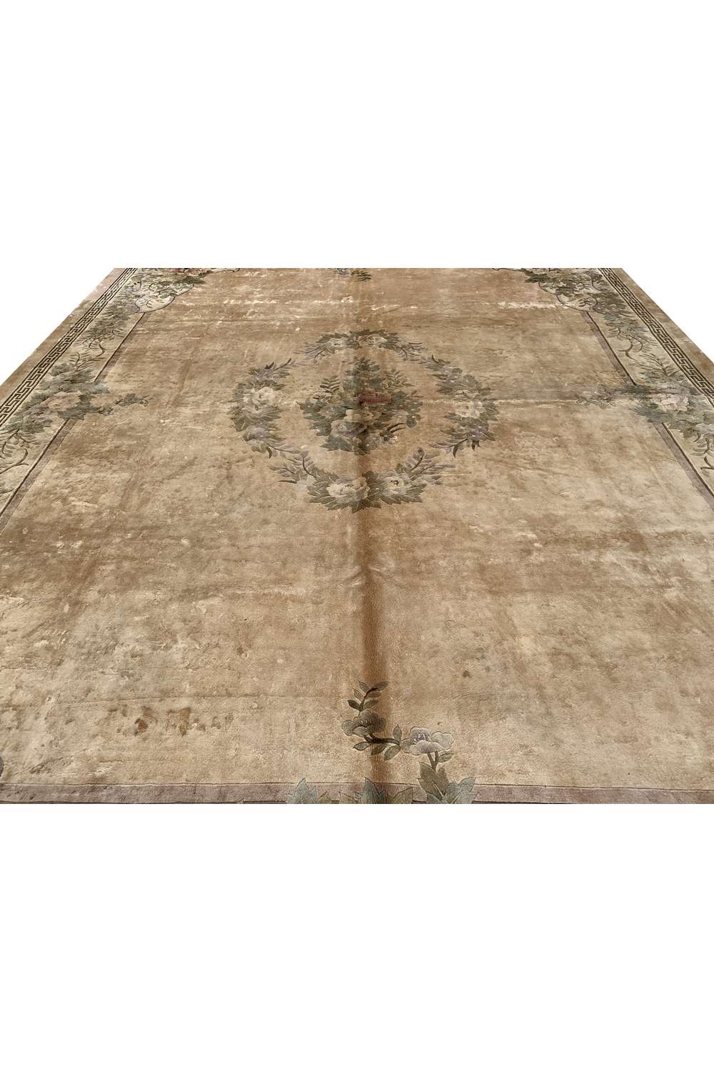 Amazing Hand Knotted Vintage Sino Tibet Wool Area Rug 12.8 x 9.11 Ft