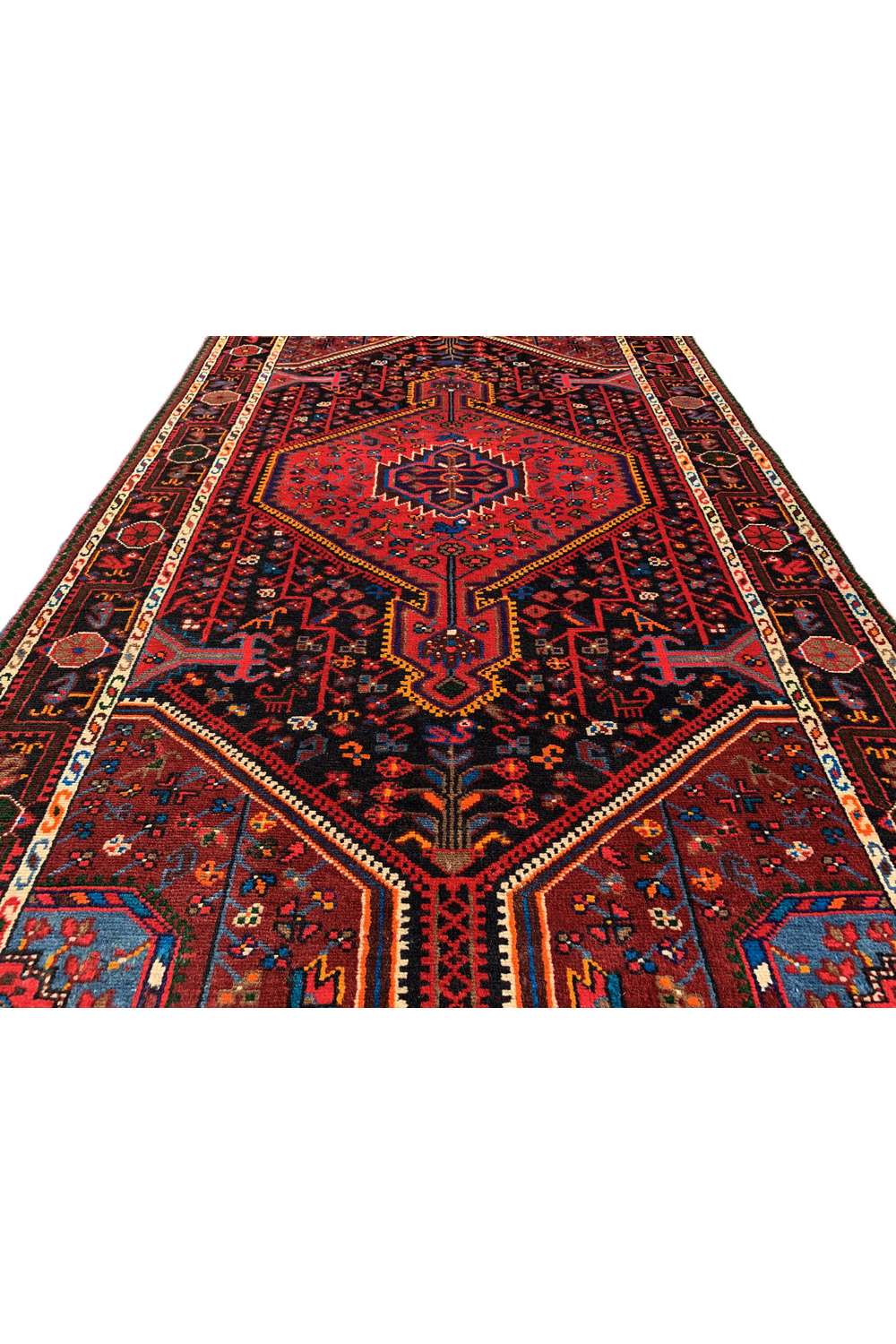 Amazing Hand Knotted Vintage Persian Hamadan Pictorial Wool Area Rug 6.9 x 3.11 Ft