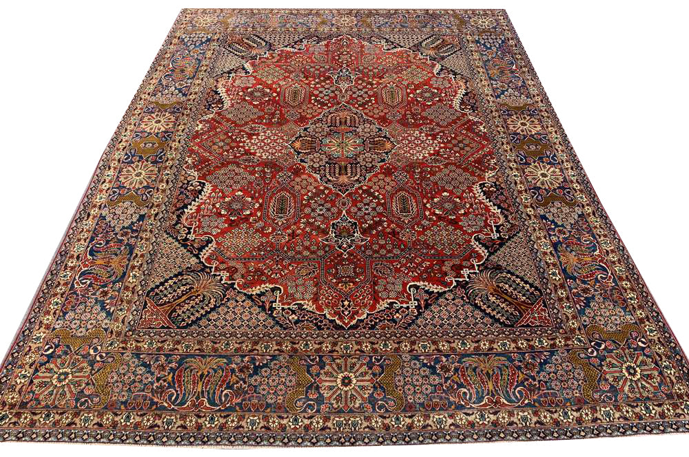 Authentic Hand Knotted Vintage Tribal Persian Kashmaar Wool Area Rug 13.5 x 10.0 Ft