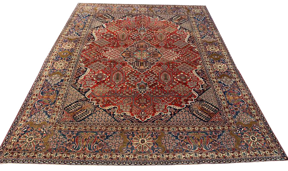 Authentic Hand Knotted Vintage Tribal Persian Kashmaar Wool Area Rug 13.5 x 10.0 Ft