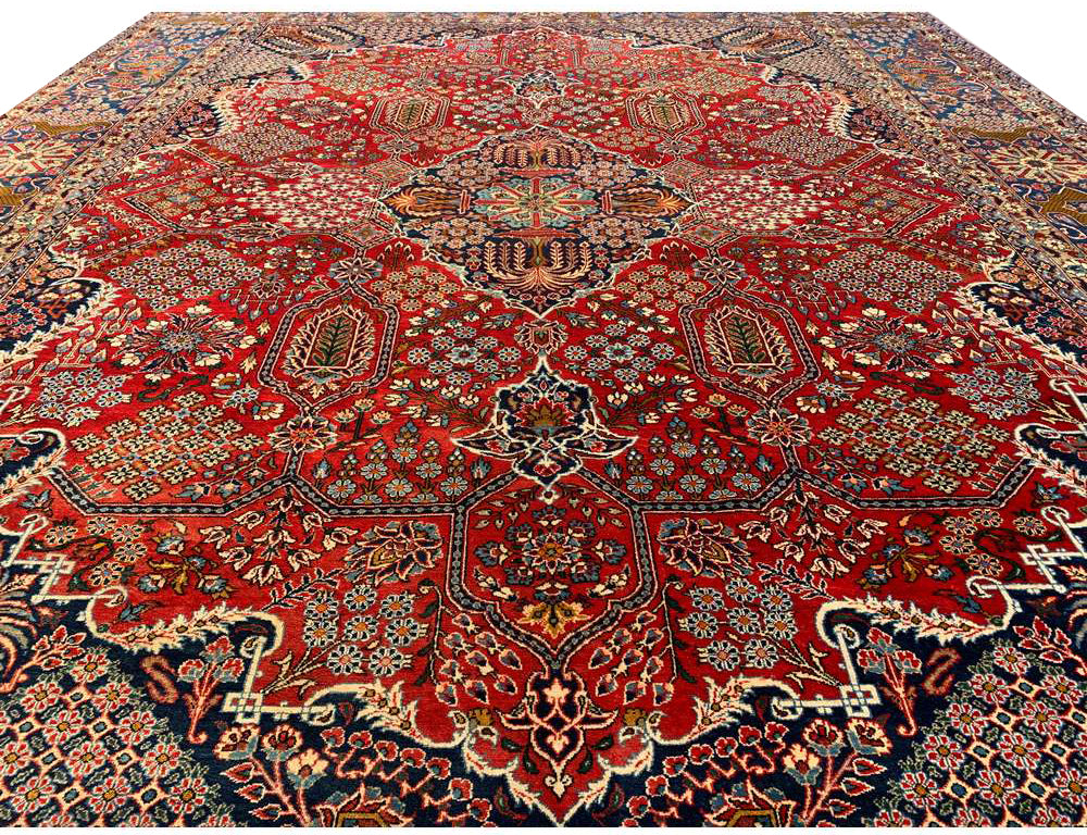 Authentic Hand Knotted Vintage Tribal Persian Kashmaar Wool Area Rug 13.5 x 10.0 Ft