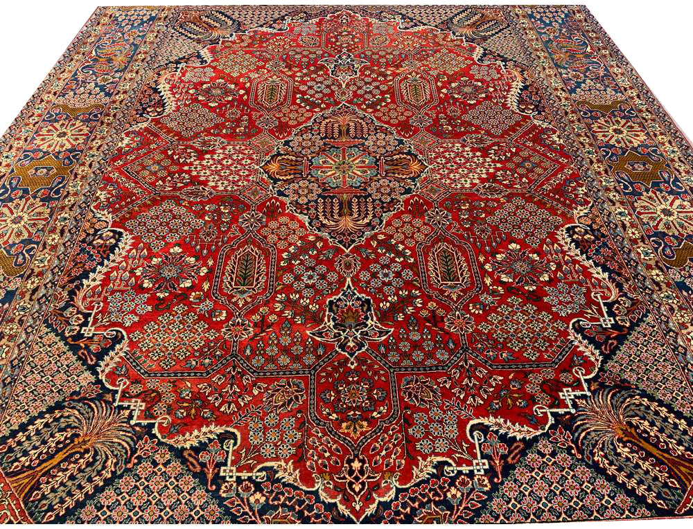 Authentic Hand Knotted Vintage Tribal Persian Kashmaar Wool Area Rug 13.5 x 10.0 Ft