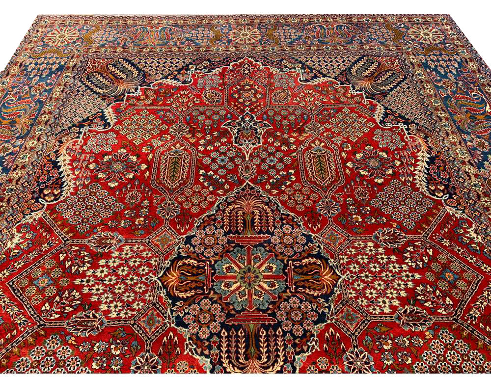 Authentic Hand Knotted Vintage Tribal Persian Kashmaar Wool Area Rug 13.5 x 10.0 Ft