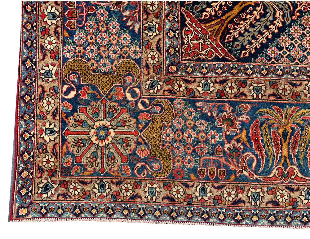 Authentic Hand Knotted Vintage Tribal Persian Kashmaar Wool Area Rug 13.5 x 10.0 Ft