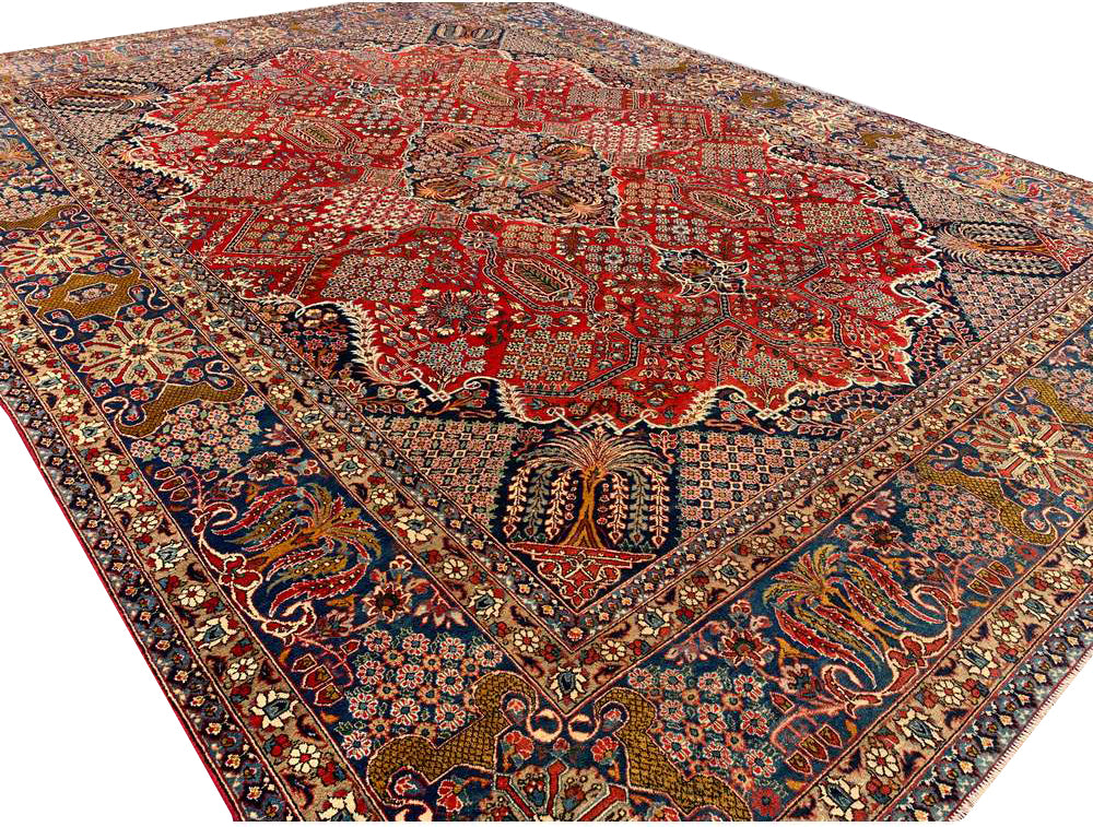 Authentic Hand Knotted Vintage Tribal Persian Kashmaar Wool Area Rug 13.5 x 10.0 Ft