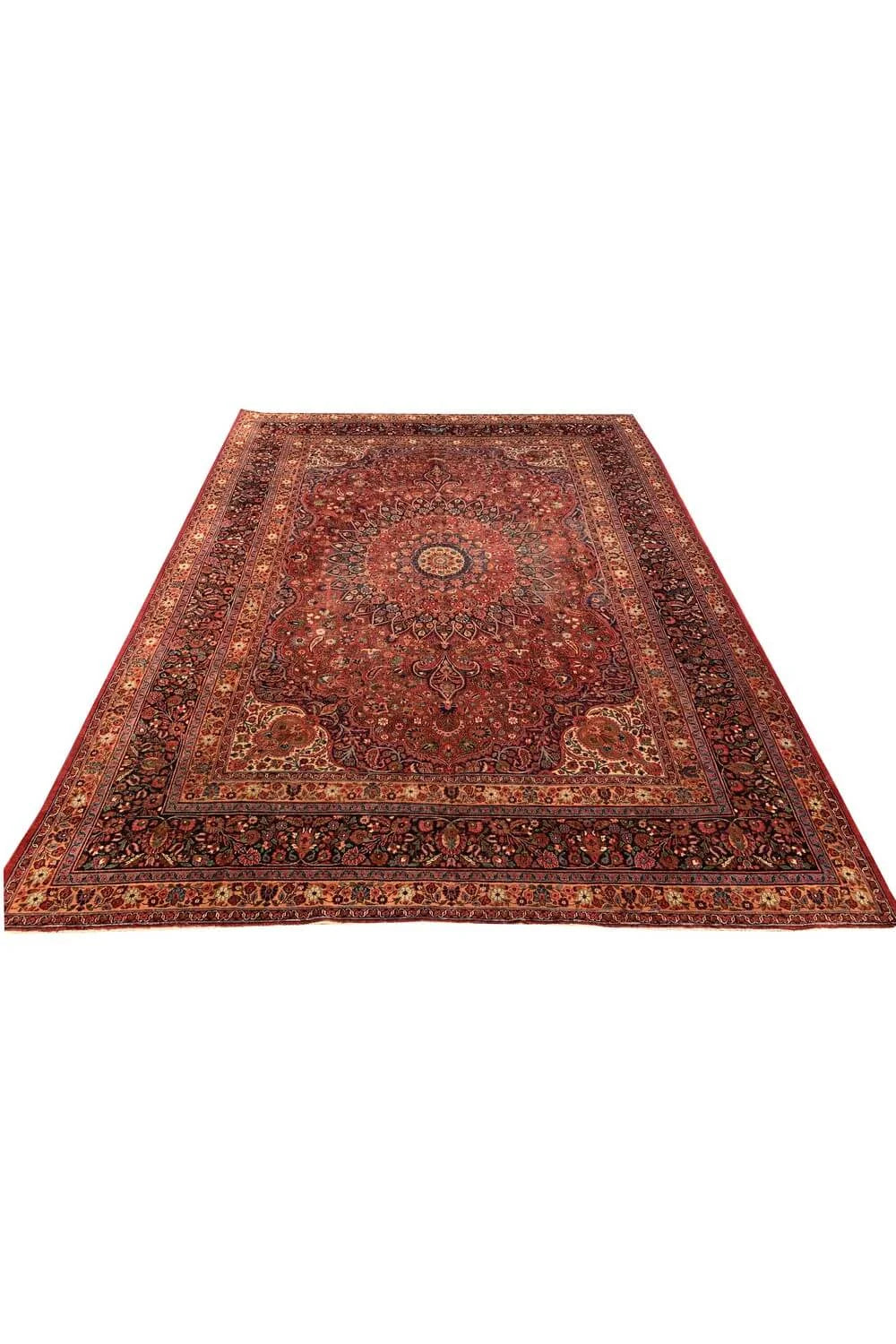 Authentic Hand Knotted Antique Qashoun Wool Area Rug 13.7x 9.11 Ft