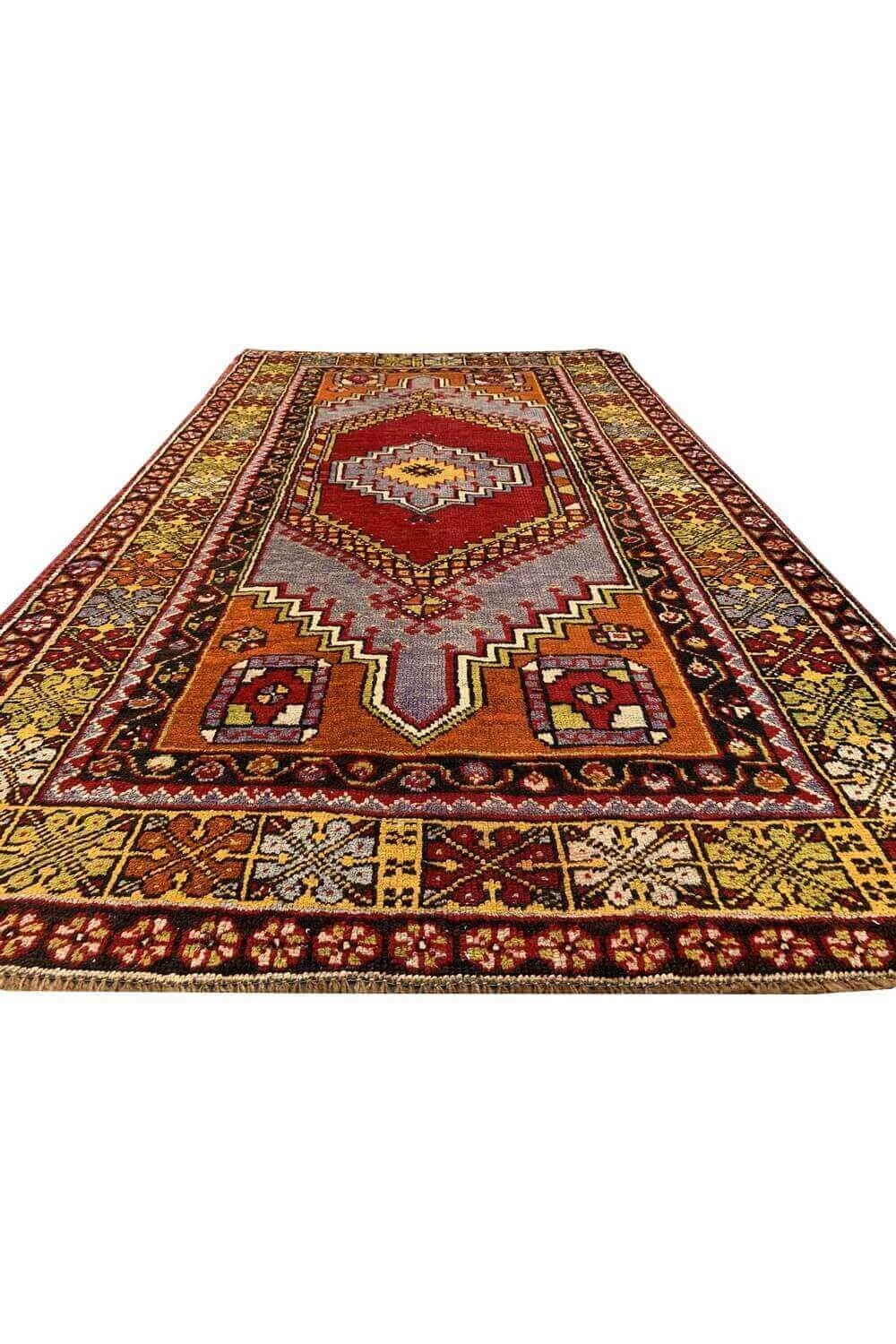 Amazing Hand Knotted Vintage Turkish Wool Area Rug 6.3 x 3.7 Ft